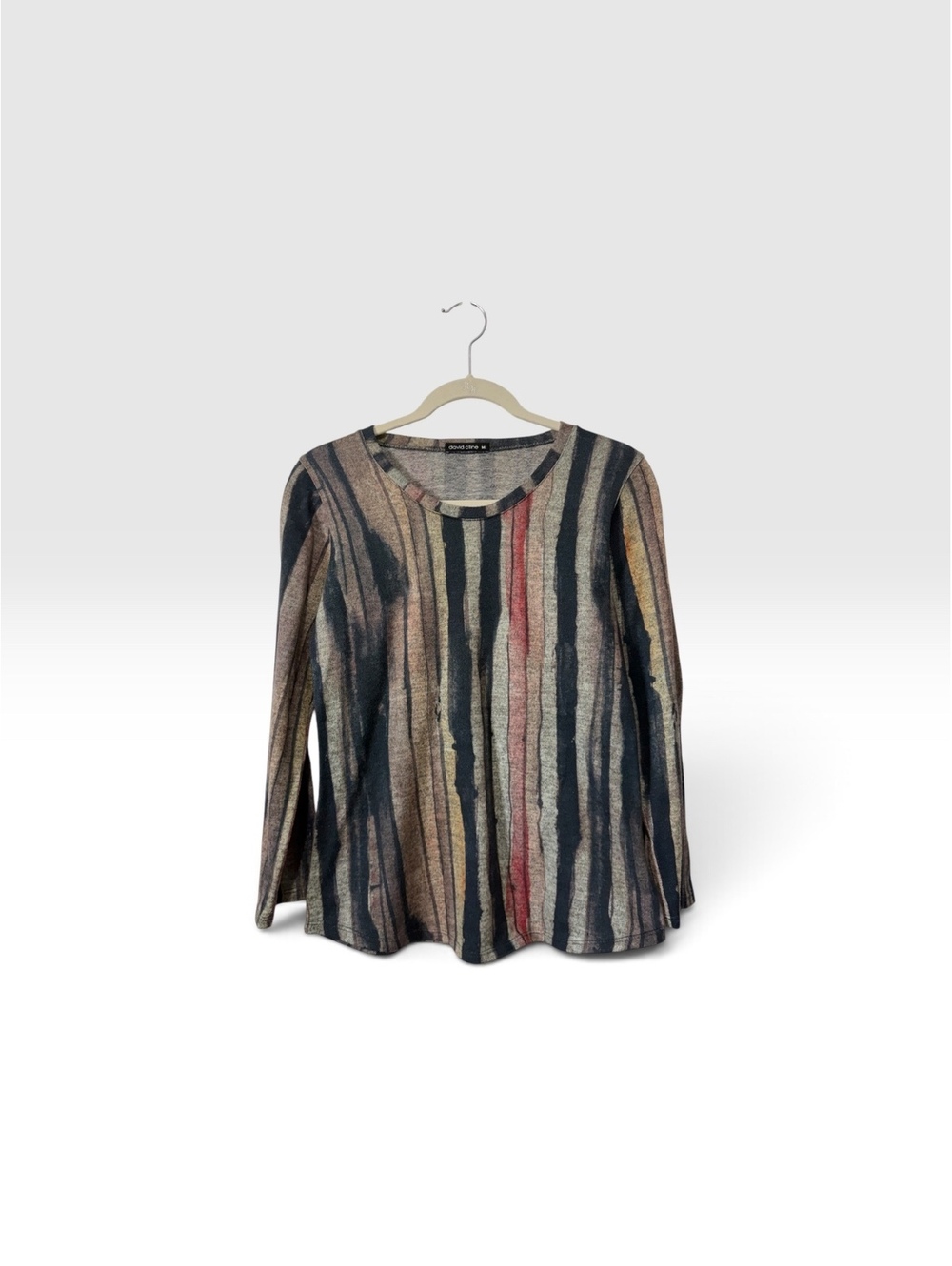 David Cline Long Sleeve Striped Knit Top with Matching Infinity Scarf Size Med